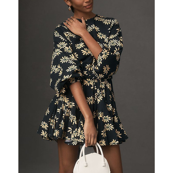 Rhode 'Ella' Black Cotton Linen Mini Dress Size XS - Picture 1 of 5